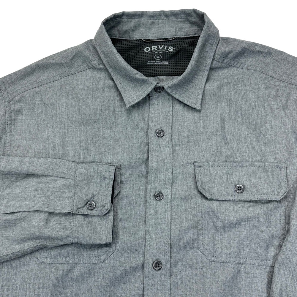 Orvis Classic Collection Mens XL Gray Lightweight Work Shirt Long Sleeve Button